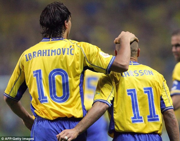 Zlatan Ibrahimovic y Henrik Larsson en sus inicios con Suecia. / Foto: AFP